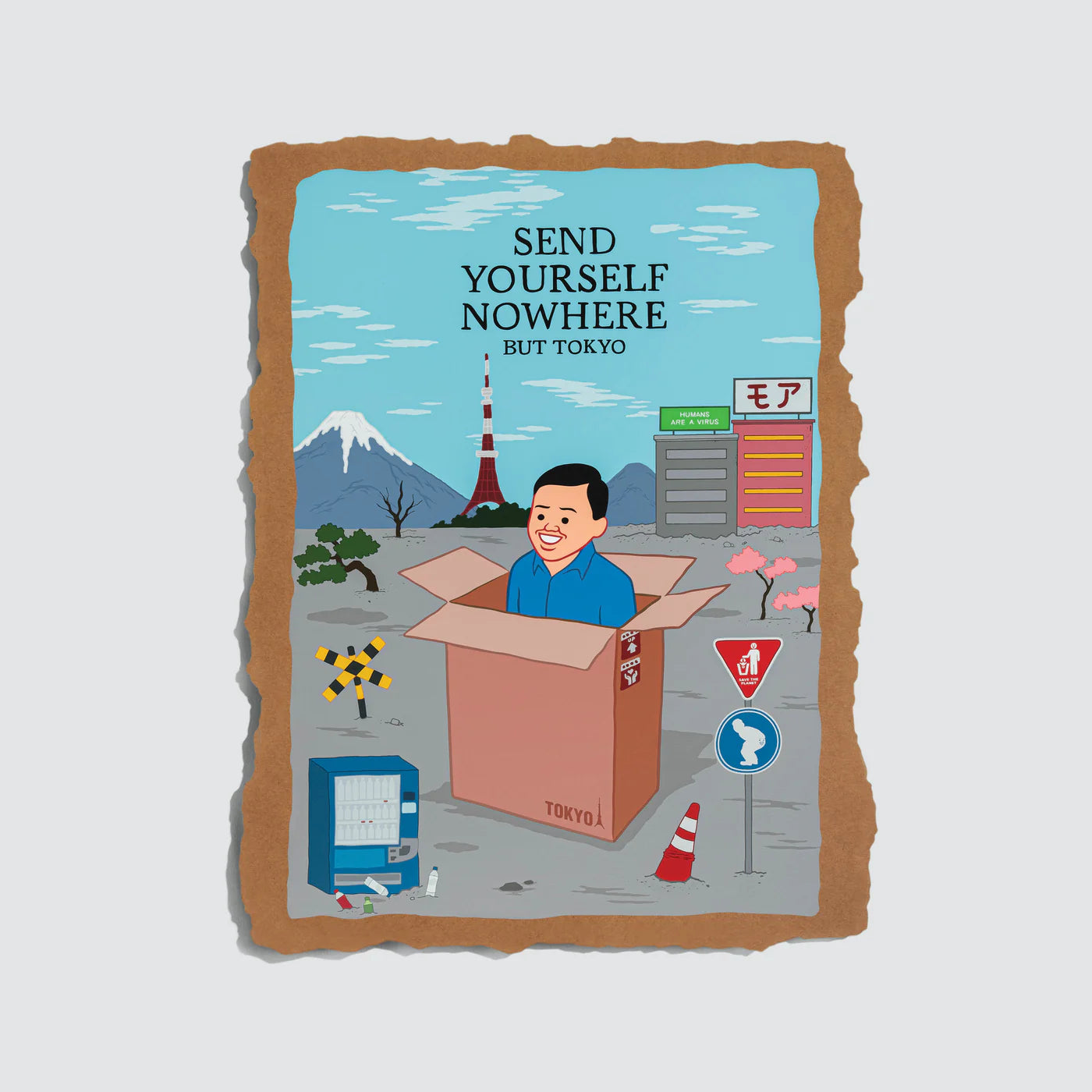 Joan Cornellà - Send Yourself Nowhere But Tokyo Silkscreen on Cardboard