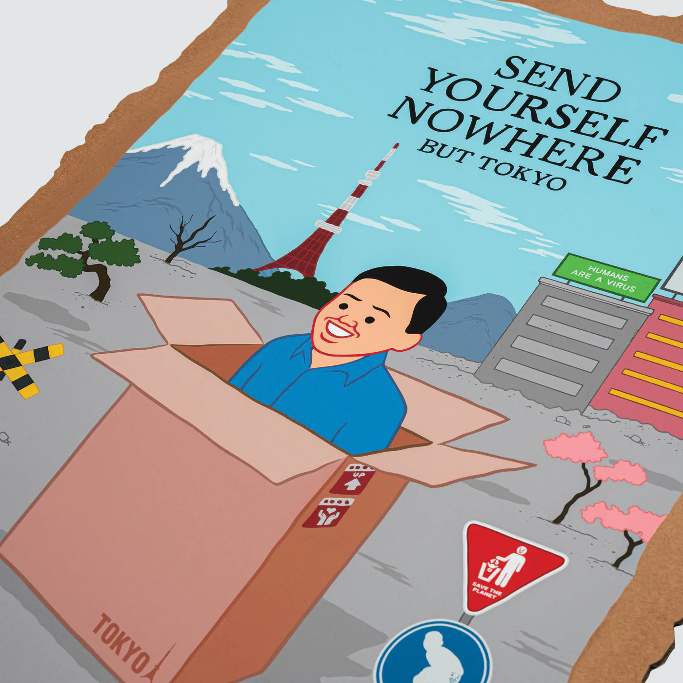 Joan Cornellà - Send Yourself Nowhere But Tokyo Silkscreen on Cardboard-2